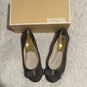 Michael Kors Brown Flats with Gold Accents